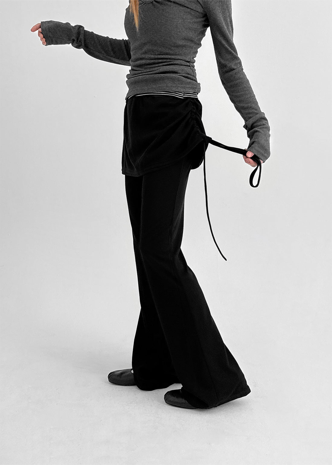 Levi Shirring Banded Skirt Pants - 2colors