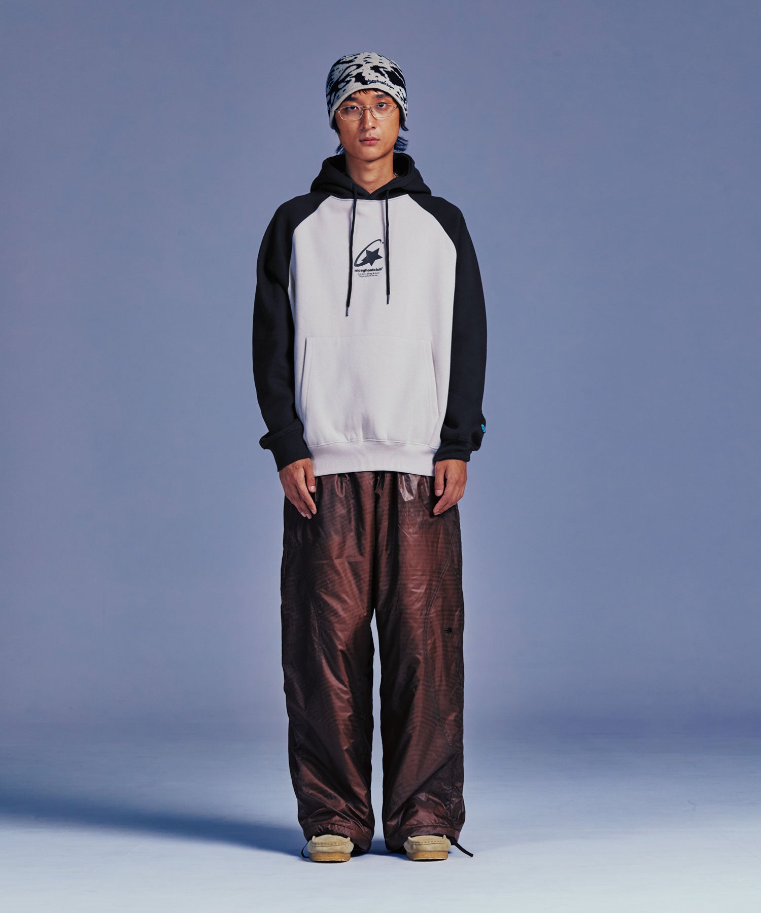 niceghostclub SHOOTING STAR LOGO HOODIE [BEIGE]