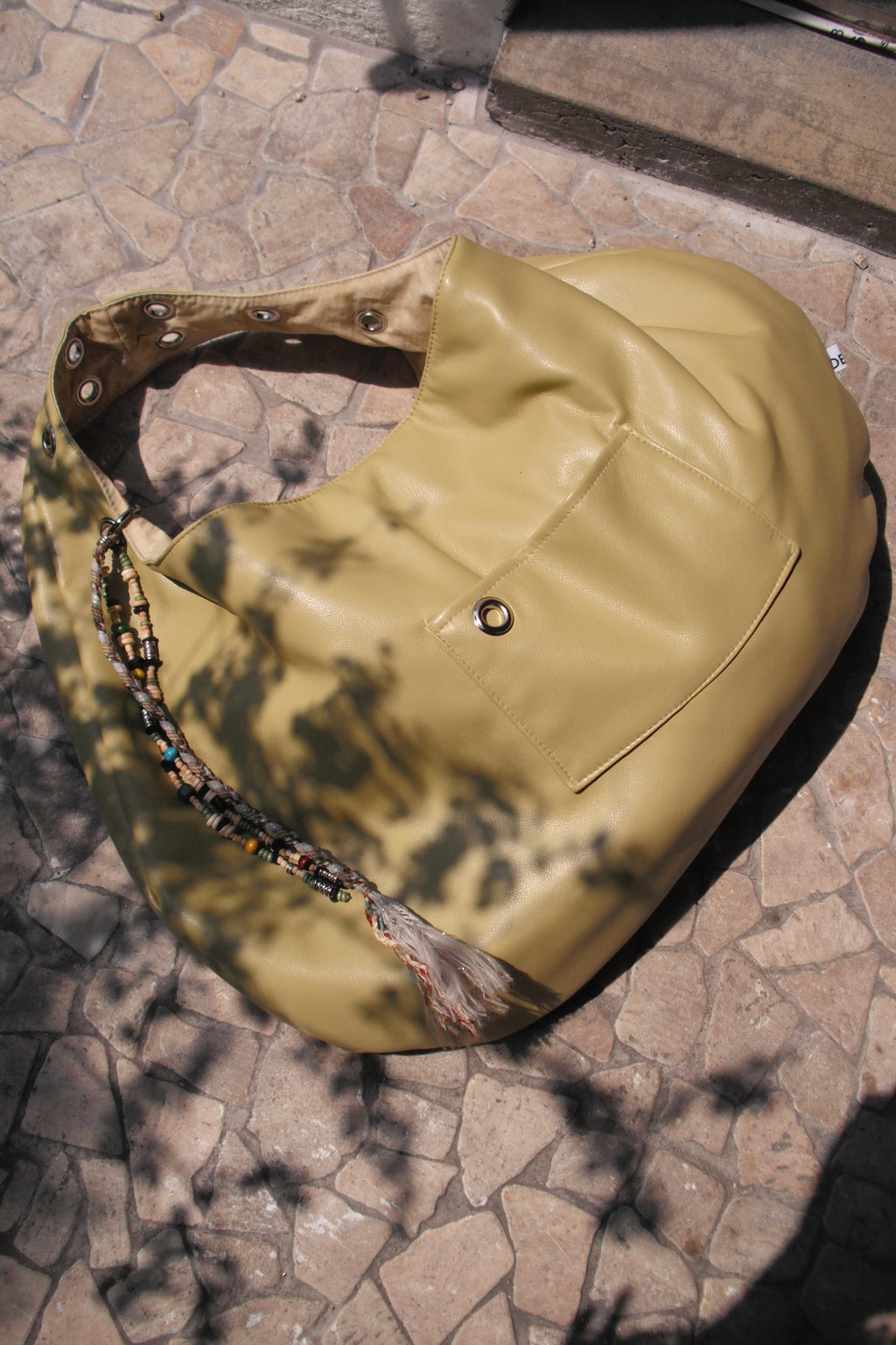 DEPC EYELET LEATHER BAG - LARGE (BUTTER)