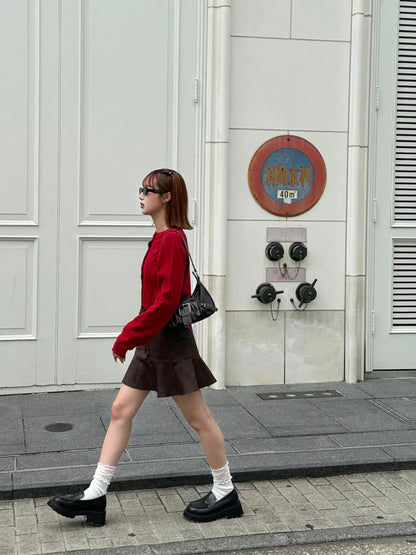 Classic Short Cardigan / Red