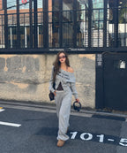[youhee] Fur Glossy Off-Shoulder Zip-up - 2 Colors