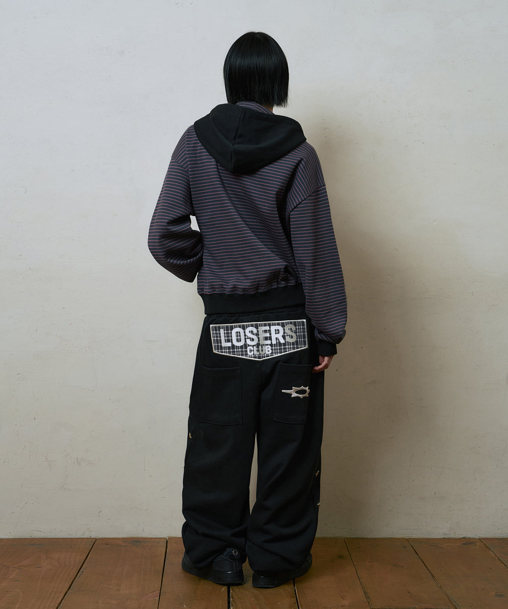 LSC LAYERED STAR STUD WIDE SWEAT PANT (BLACK)