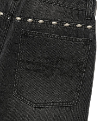 niceghostclub STUD DENIM BERMUDA PANTS [BLACK]