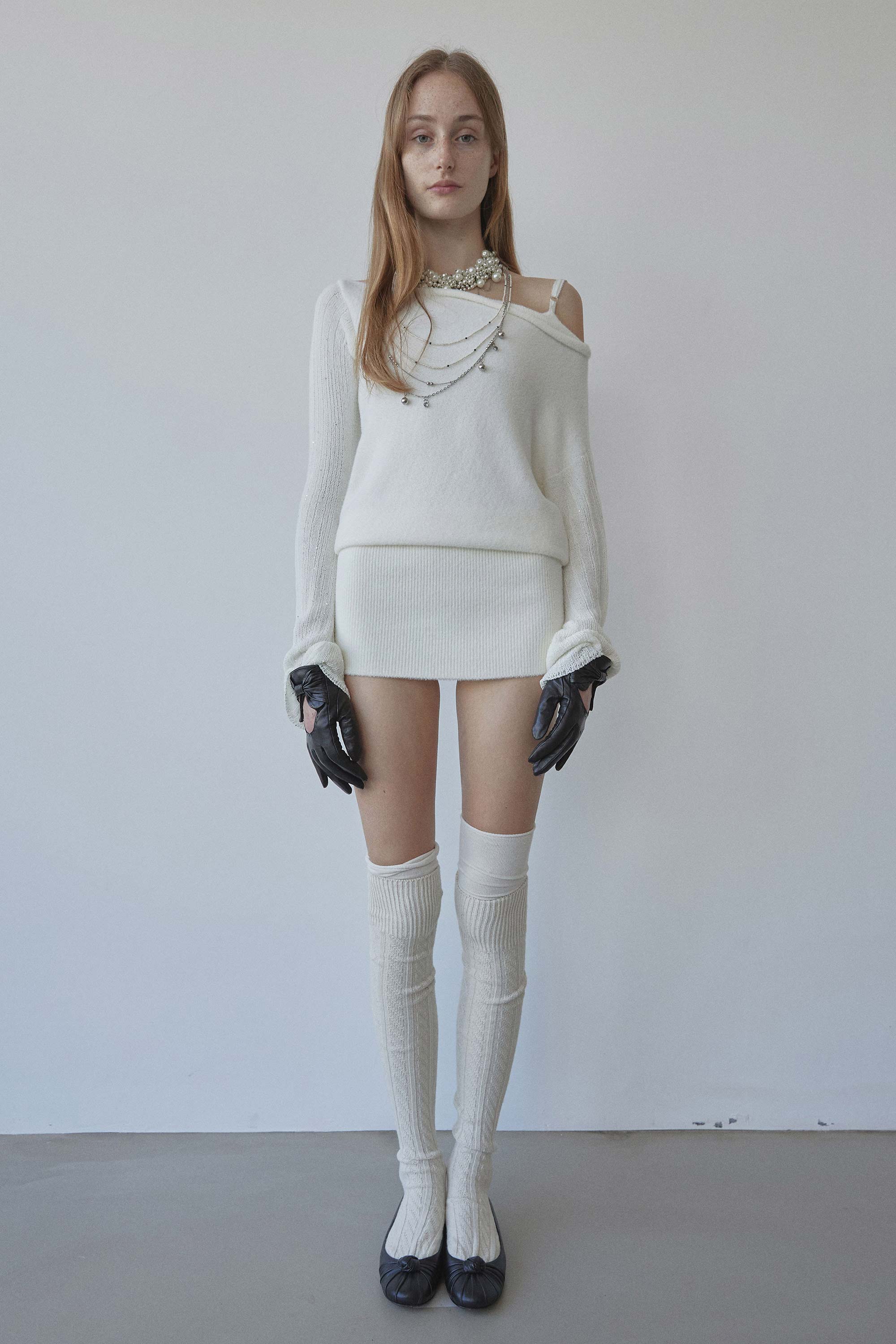 Sculptor Sequin Asymmetric Mini Dress Ivory