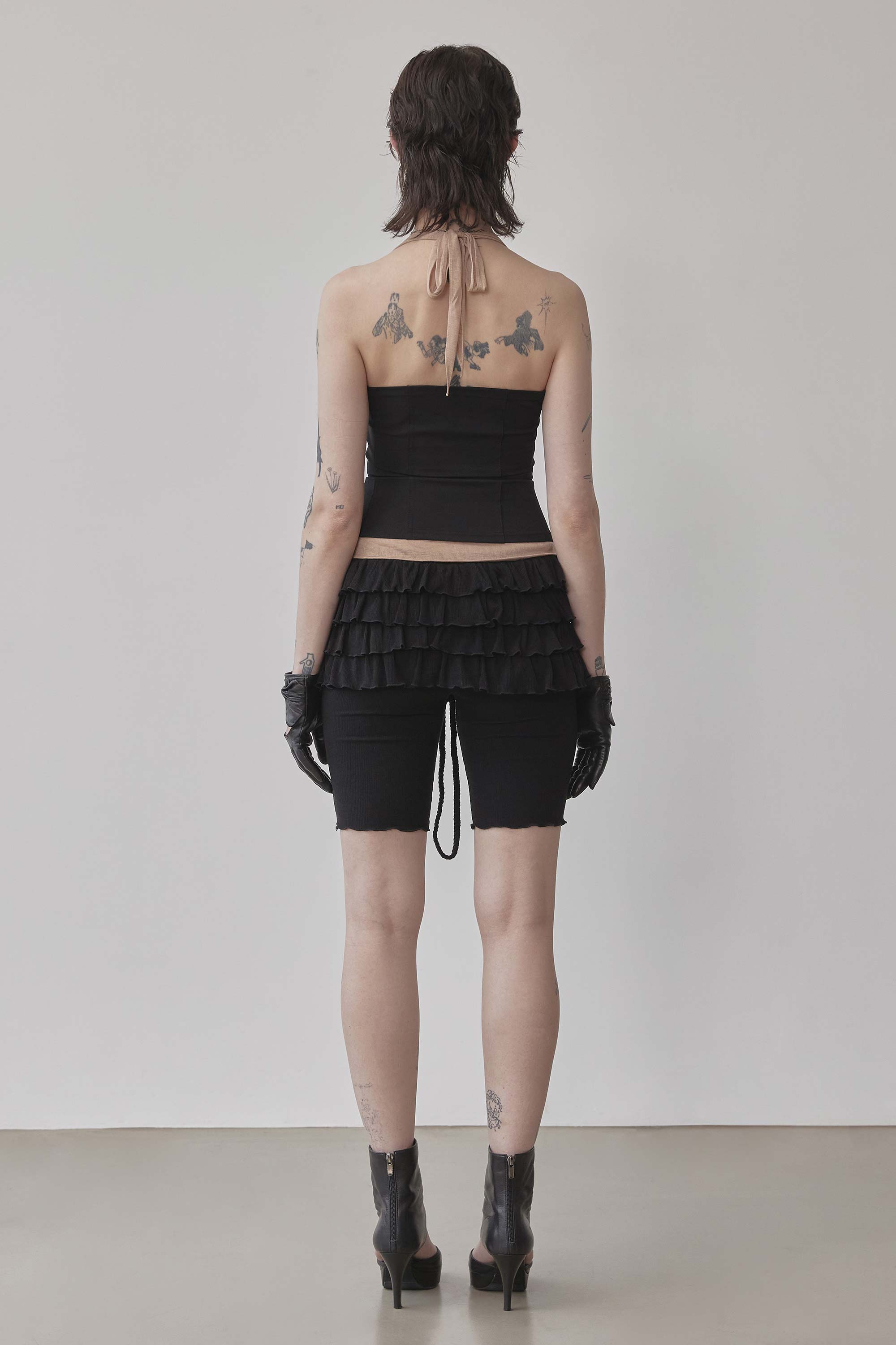 Farm Corset Halter Top Black/Skin