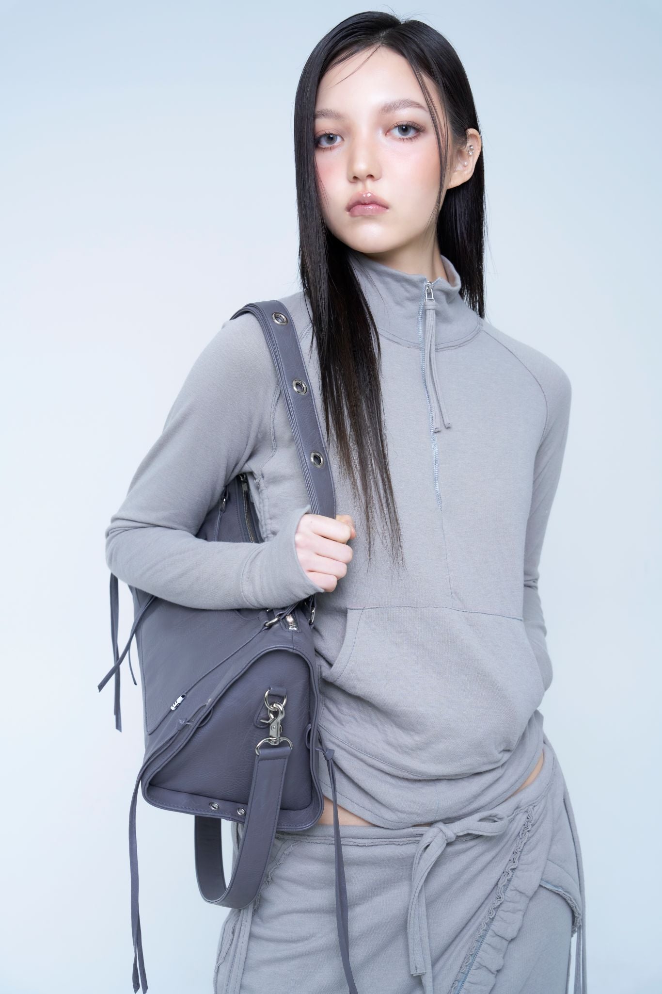 DEPC EYELET LEATHER BAG (VER.3) - GRAY