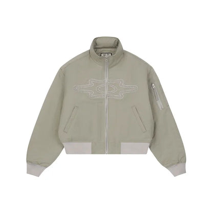 LSC Appliqué Hidden Hoodie Ma-1 Jacket Beige