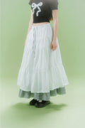 CHECK LONG CANCAN SKIRT (BK)