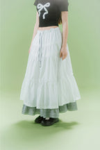 CHECK LONG CANCAN SKIRT (BK)