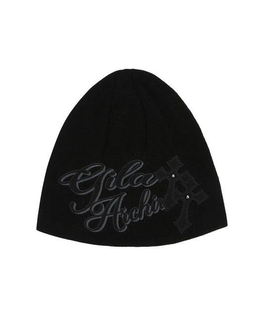 CROSS LETTERING BEANIE_BLACK