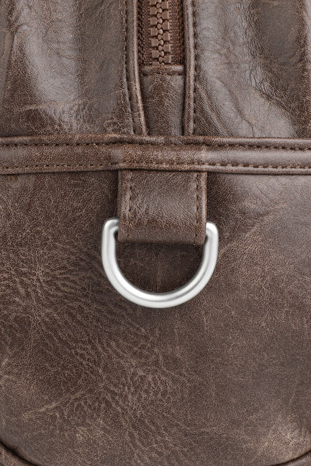 IUGA STUDDED LEATHER BOWLING BAG / BROWN