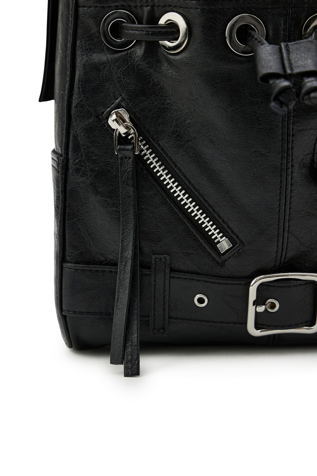 DEINET STUD BELTED MINI BUCKET BAG - 3COLORS