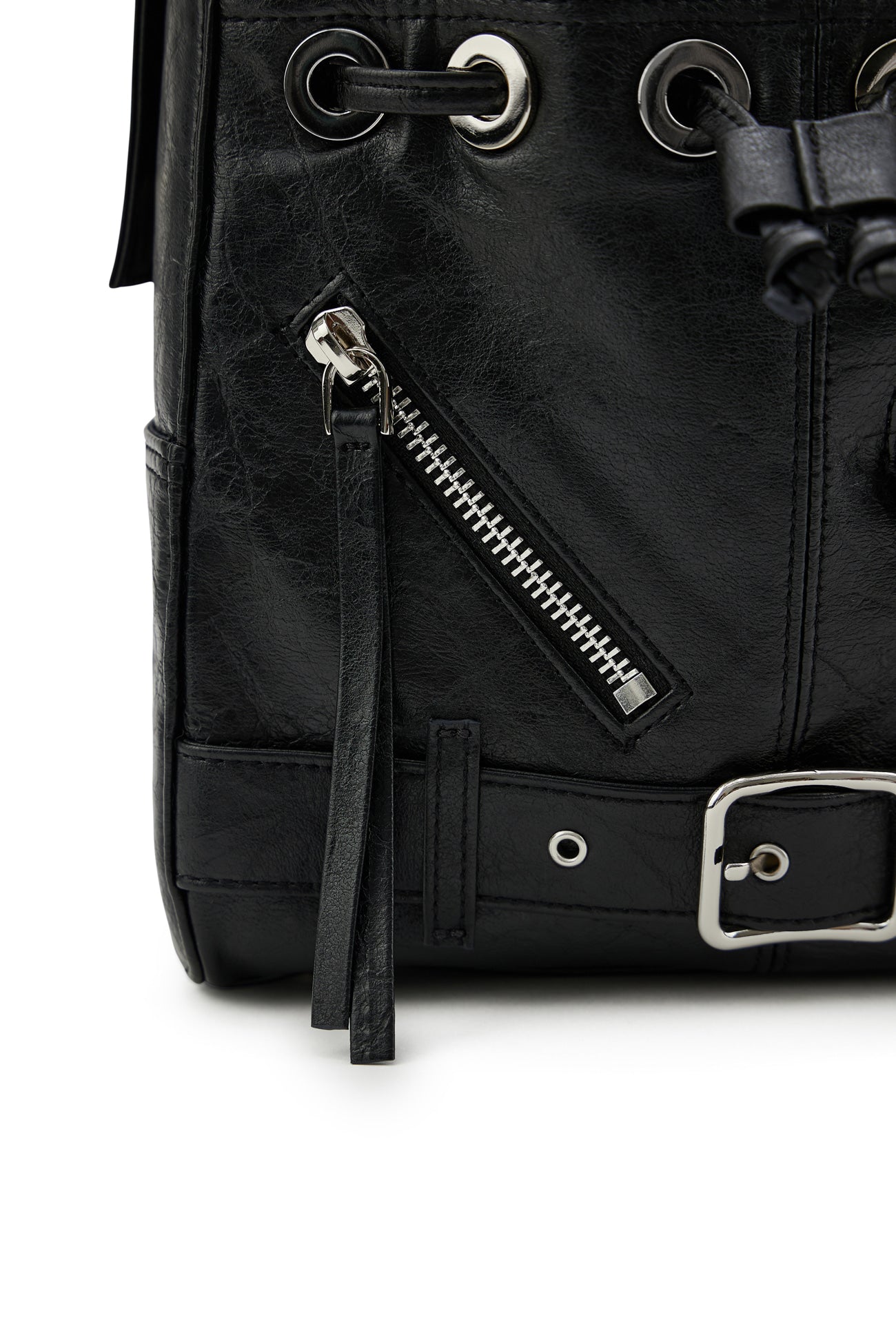 DEINET STUD BELTED MINI BUCKET BAG - 3COLORS