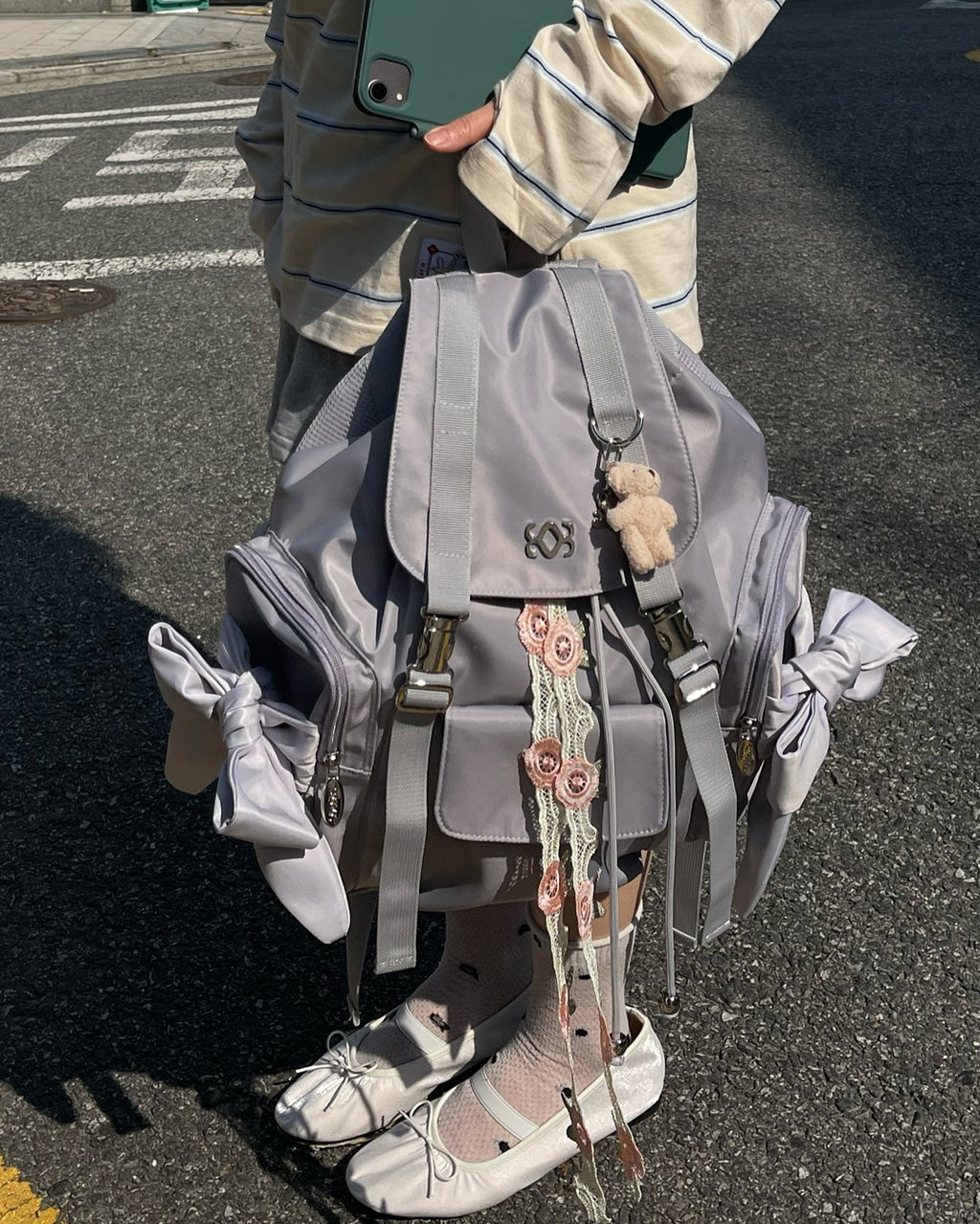 siweol Bow Backpack / Nylon Lavender Gray