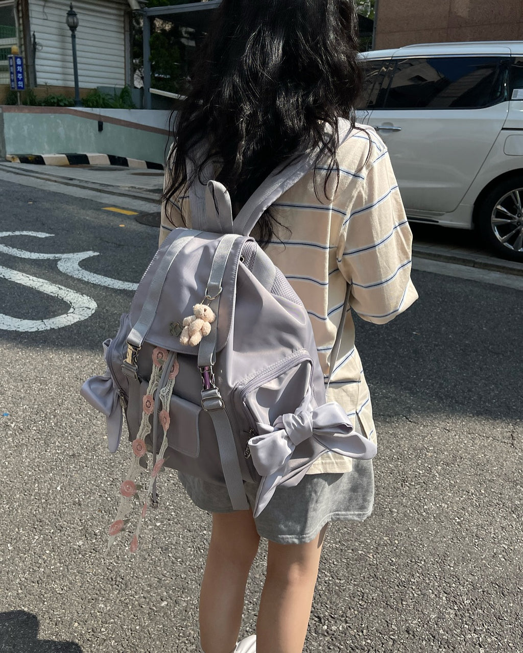siweol Bow Backpack / Nylon Lavender Gray