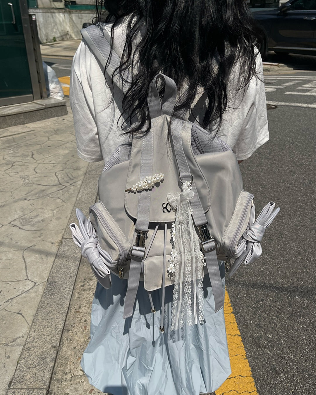 siweol Bow Backpack / Nylon Lavender Gray