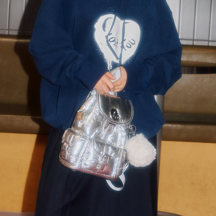 [Minnie同款🎀] lotsyou Nostalgia Chubby Backpack - Silver