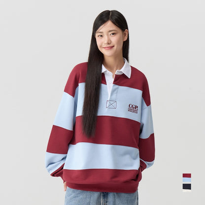 Code:graphy CGP Small Square Logo Stripe Rugby Sweatshirt / Burgundy