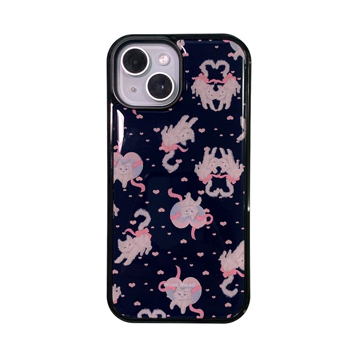 Vintage Love Cat Bumper Phone Case - epoxy/glossy
