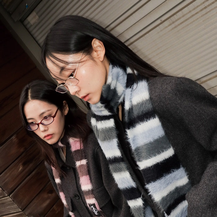 IUGA STRIPED HAIRY BOLD MUFFELR / BLUE