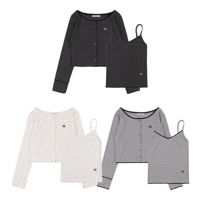 NASTY FANCY CLUB LACE BASIC CARDIGAN SET UP / 3COLORS