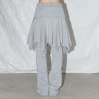 NASTY FANCY CLUB UNBALANCE SKIRT LAYERED PINTUCK PANTS / GREY