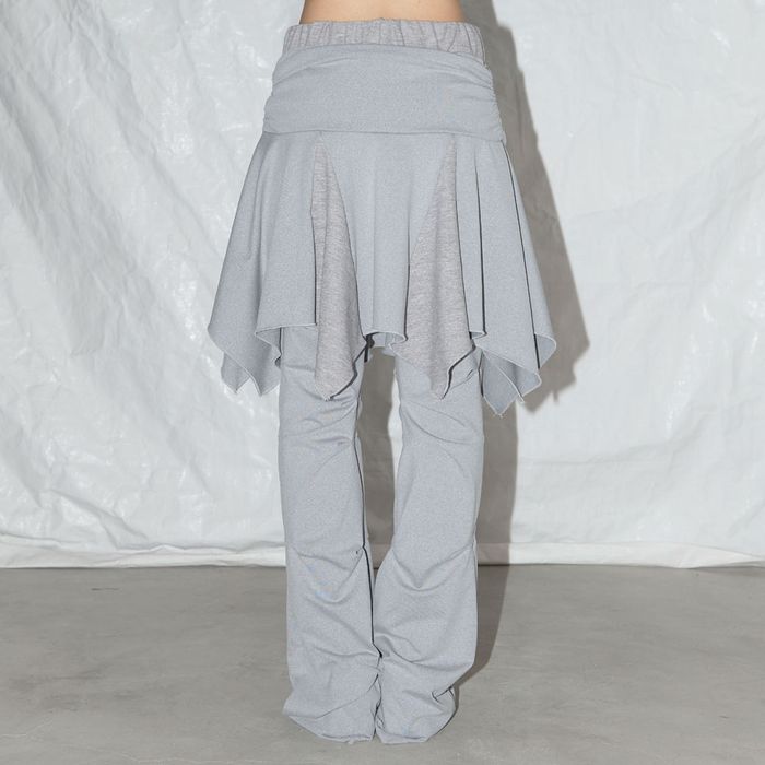 NASTY FANCY CLUB UNBALANCE SKIRT LAYERED PINTUCK PANTS / GREY