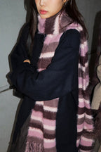 IUGA Striped Hairy Bold Muffler (Pink)
