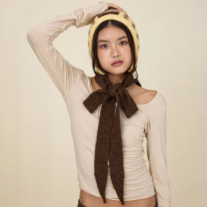 GLOWNY SUNDAE STRIPE KNIT BALACLAVA (BROWN)