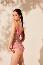 APRILPOOLDAY CLAUDIA'S FOREVERY ONE SWIMSUIT / PINK TARTAN