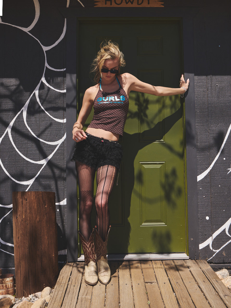 [asif calie] GURLS GLITER DOT SLEEVELESS BROWN