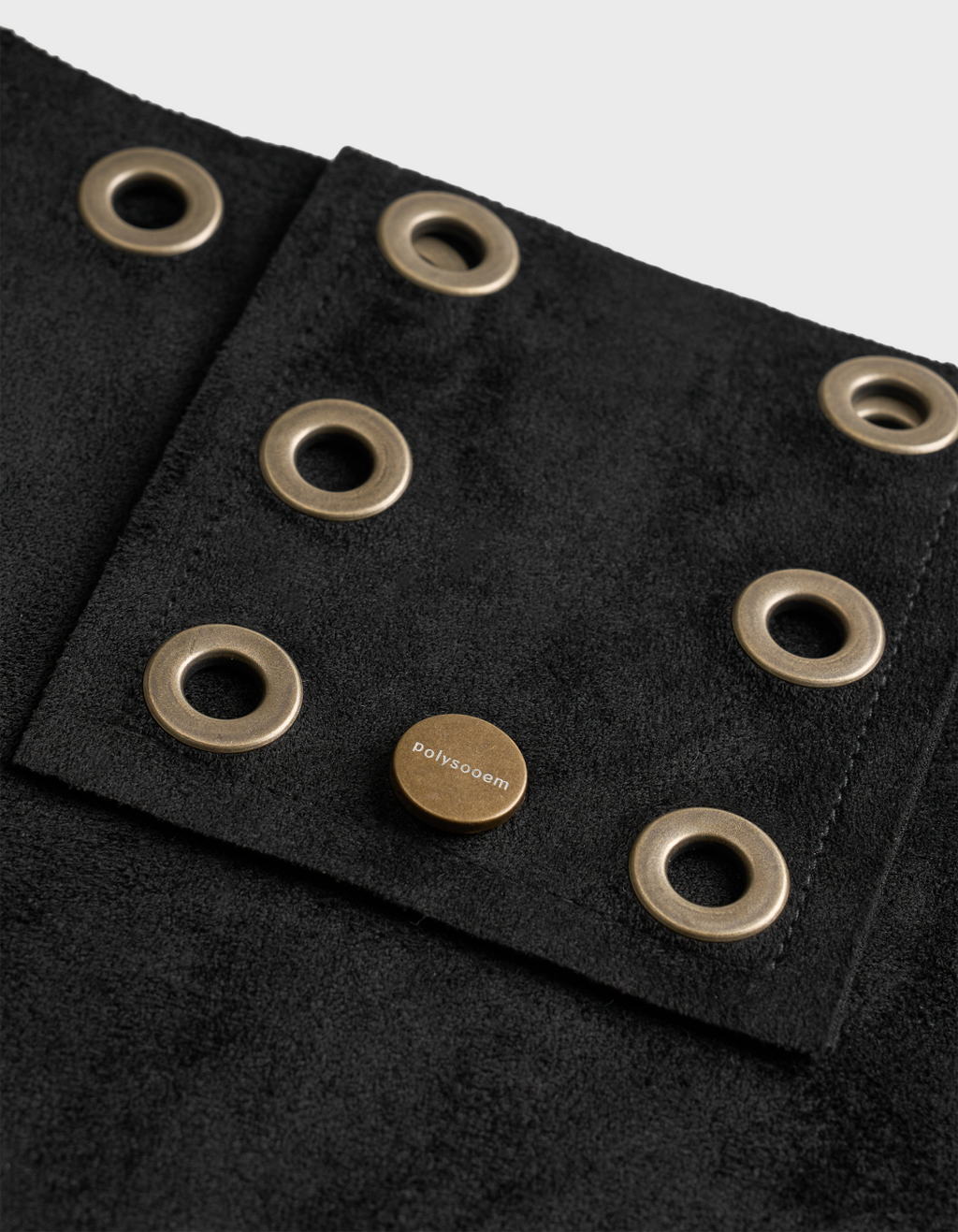 Polysooem EYELET SUEDE SHOULDER BAG / BLACK