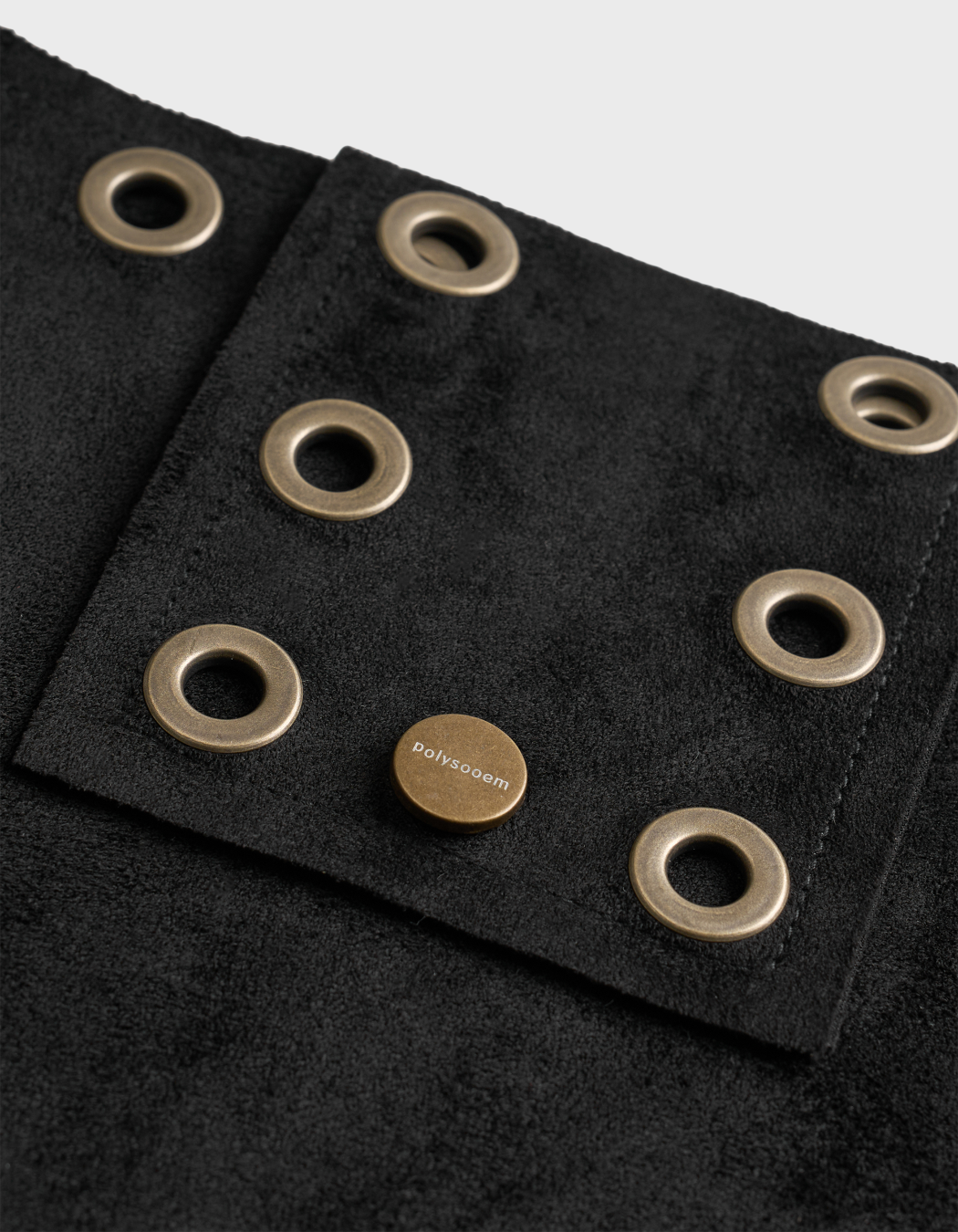 Polysooem EYELET SUEDE SHOULDER BAG / BLACK