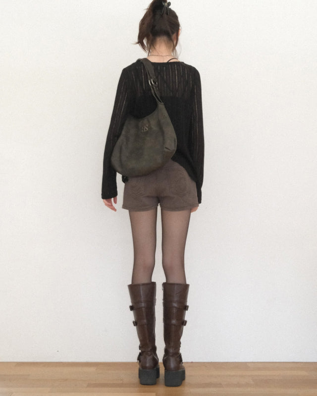 ason RICKY SHOULDER BAG / CRACK BROWN