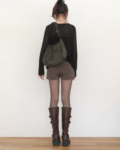 ason RICKY SHOULDER BAG / CRACK BROWN