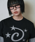 LSC STAR LOGO APPLIQUE LAYERED LONG SLEEVE (BLACK)