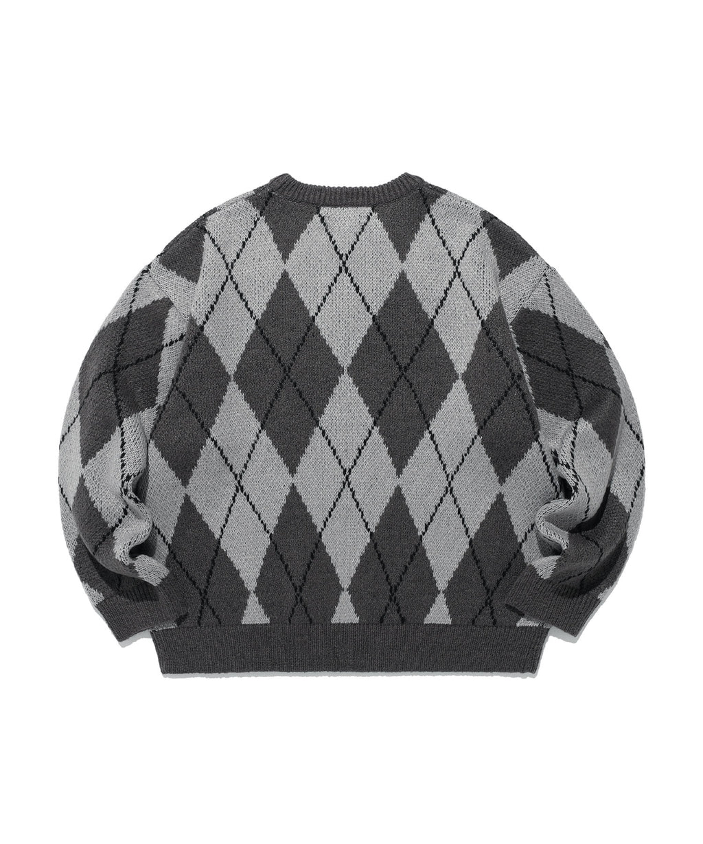 niceghostclub LITTLE GHOST ARGYLE KNIT
[CHARCOAL]