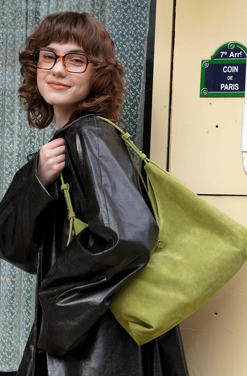 Heeari Ivy Suede Shoulder Bag - Moss Green