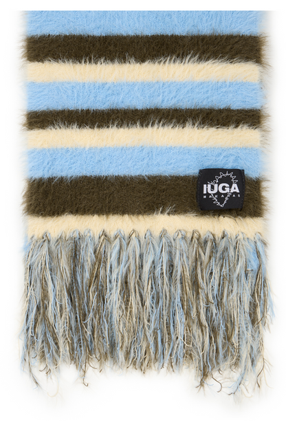 IUGA Striped Hairy Bold Muffler (Sky Blue)