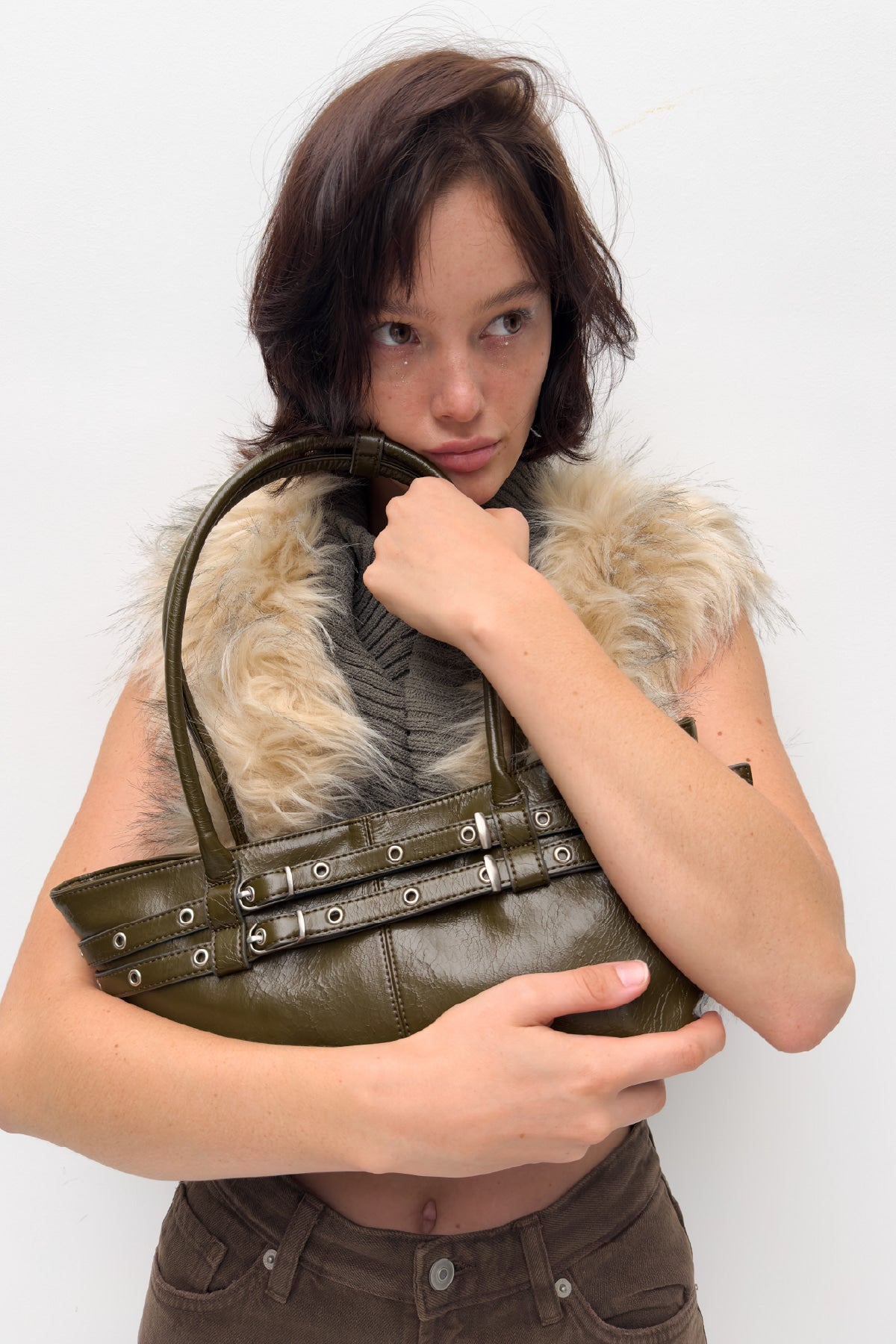 YEOMIM mini belted boat bag (crack khaki)