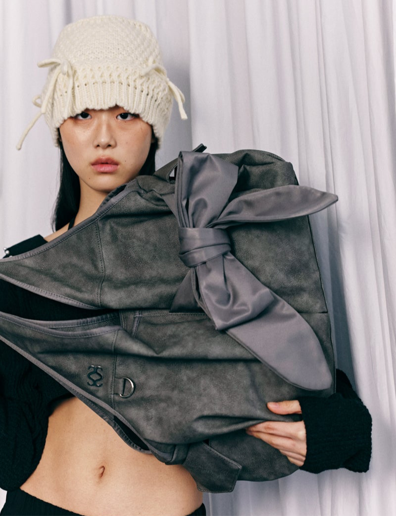 siweol Bow Shoulder Bag / Nubuck Grey