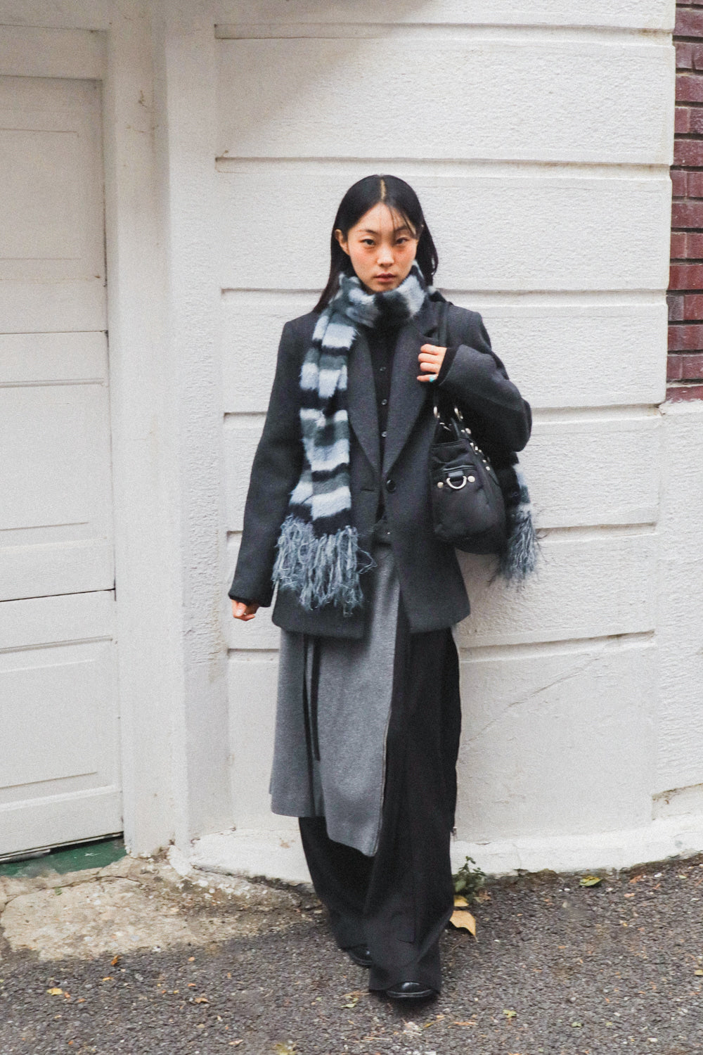 IUGA Striped Hairy Bold Muffler (Blue)