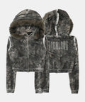 Low Edge Detachable Fur Hood Zip-Up Slim Fit - Light Real Tree