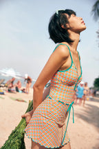 APRILPOOLDAY CLAUDIA'S FOREVERY MINI SKIRT / ELECTRIC GINGHAM