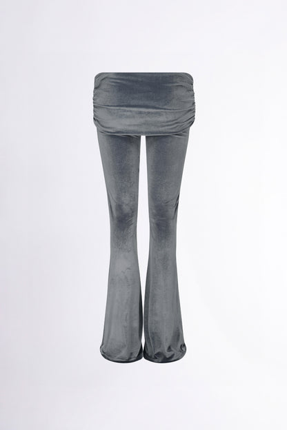 Sculptor Velvet Shirring Lowrise Pants Gray