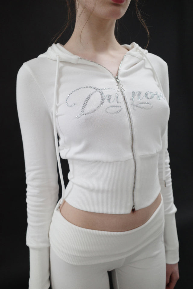 [시안同款🎀] DRYROSE RIB POINT HOOD ZIPUP / IVORY