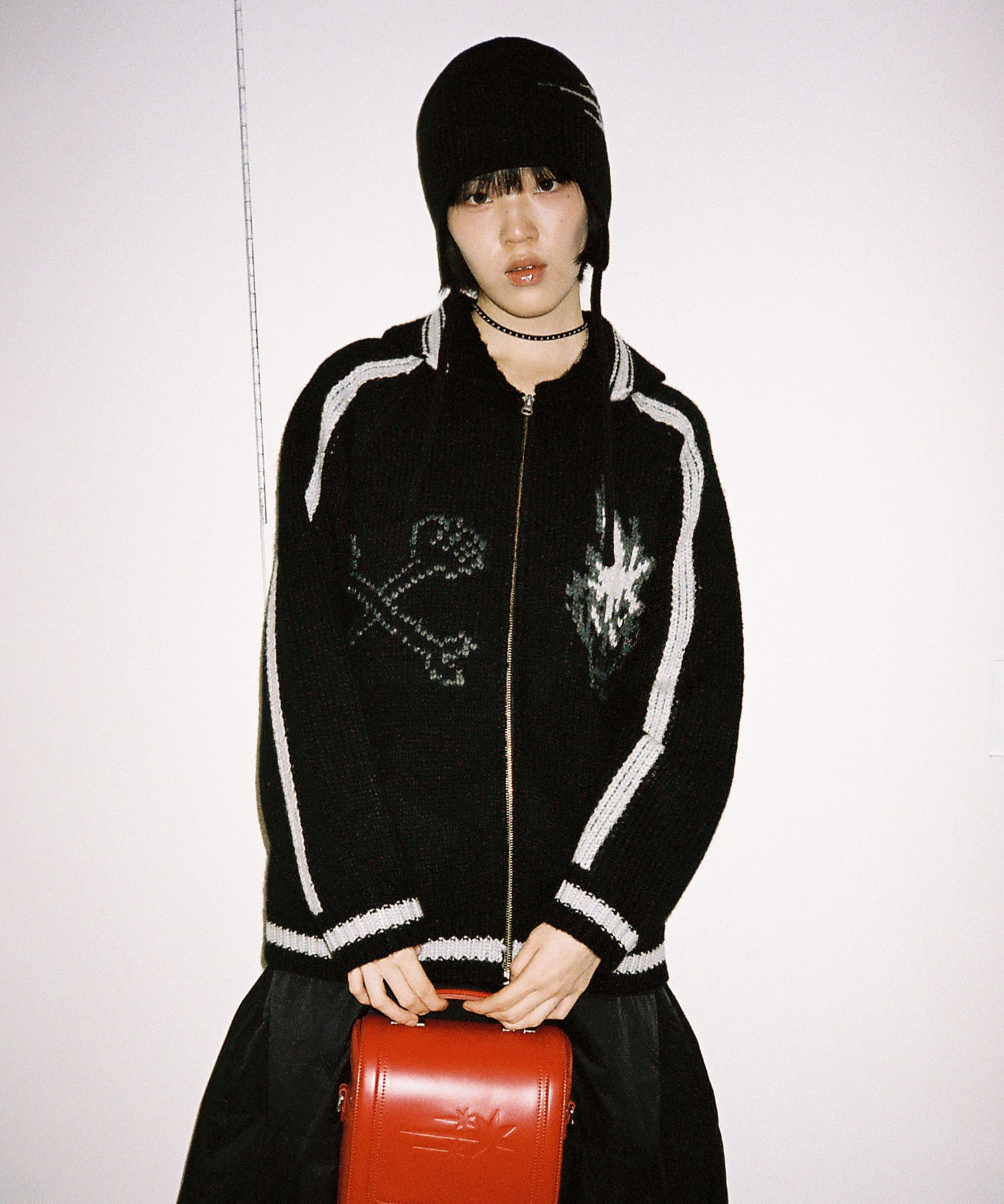 niceghostclub SKULL COWICHAN SWEATER [BLACK]