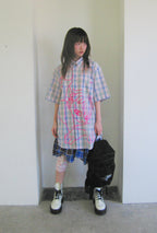 niceghostclub angel check big big half shirt [2colors]