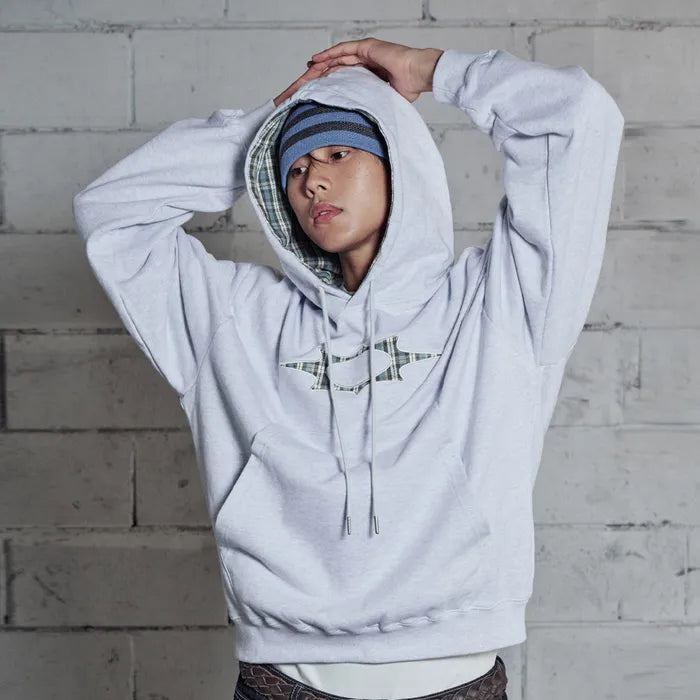 LSC Logo Check Appliqué Hoodie Melange White