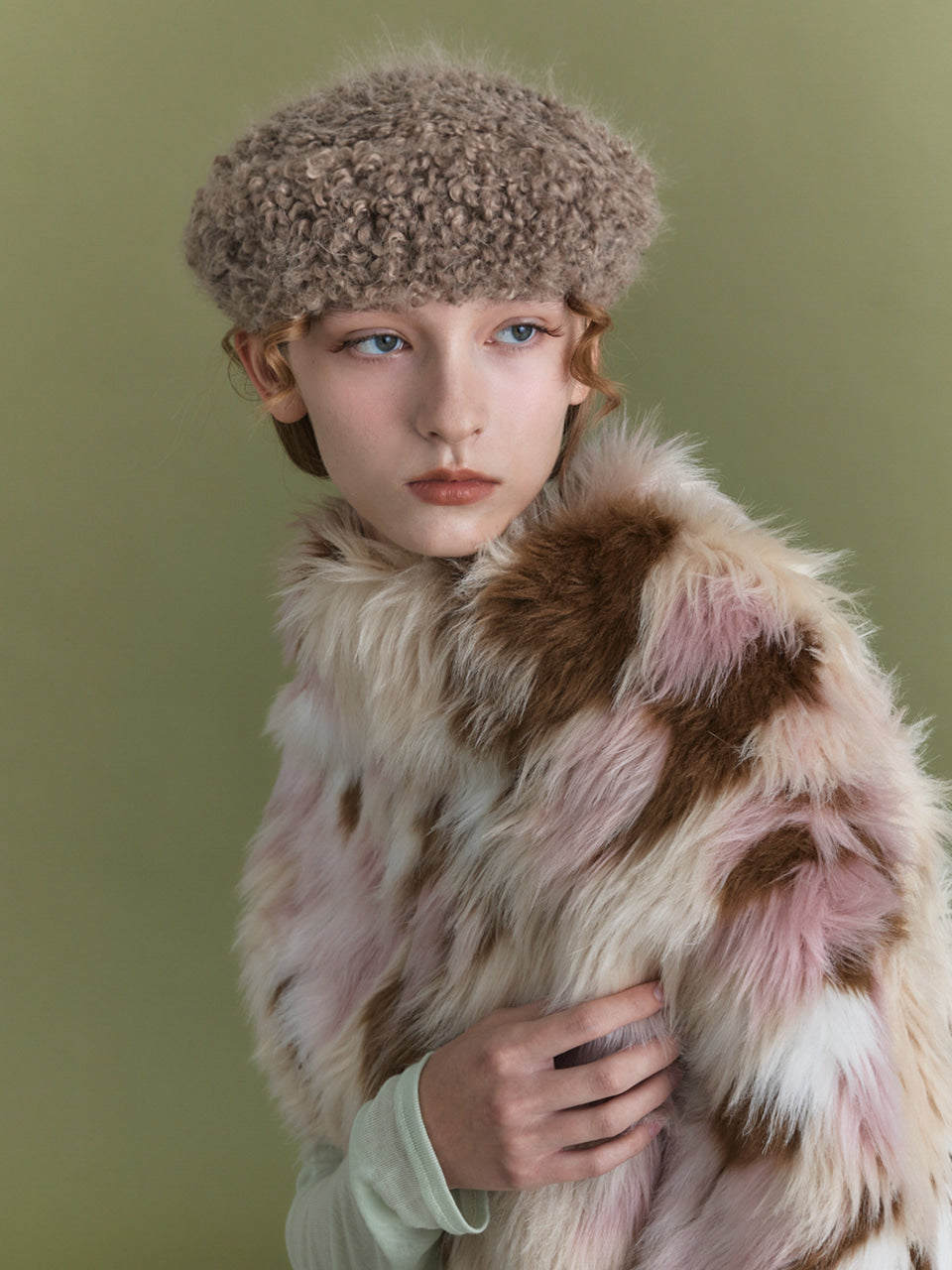 POESIEDAME INES BERET IN COCOA TERRY